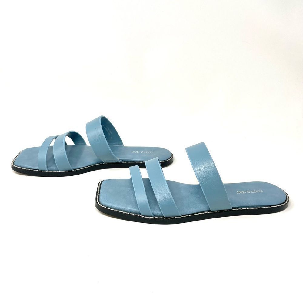 MATT & Nat Anzu Blue Vegan Strap Square Toe Sandals Size 39 - Picture 5 of 11